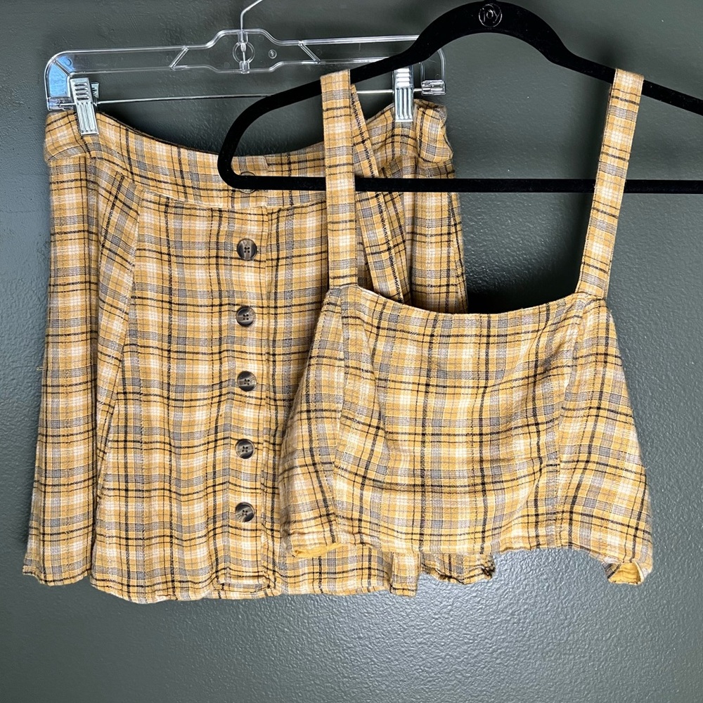 AE yellow plaid 90s style clueless two piece set